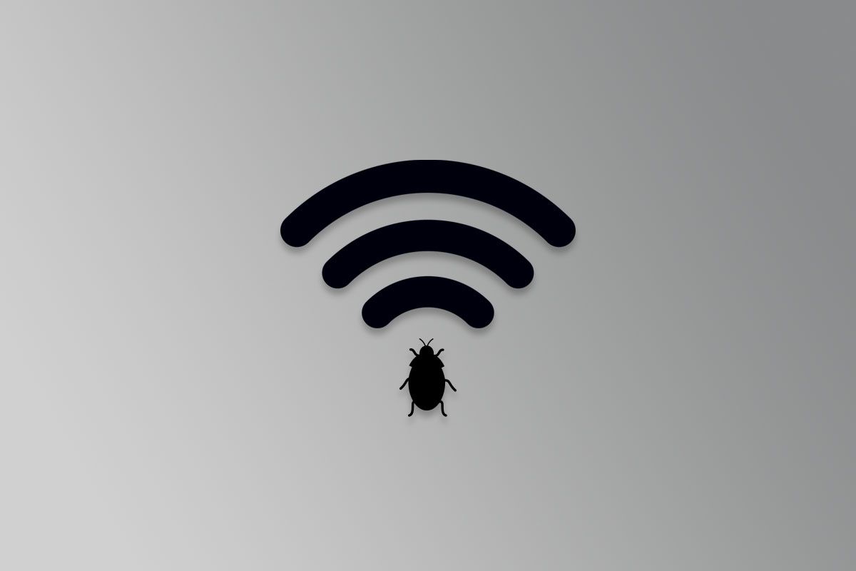 Wi-Fi logo with bug at the bottom on gray background