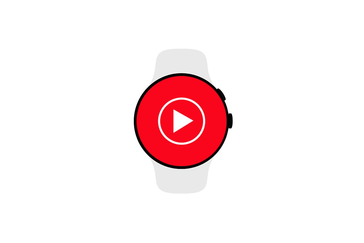 YouTube Music logo on a watch dial on white background