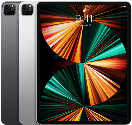 The 12.9-inch iPad Pro (2021) packs the Apple M1 chip, includes optional 5G support, and houses the TrueDepth camera system in its thin bezels.