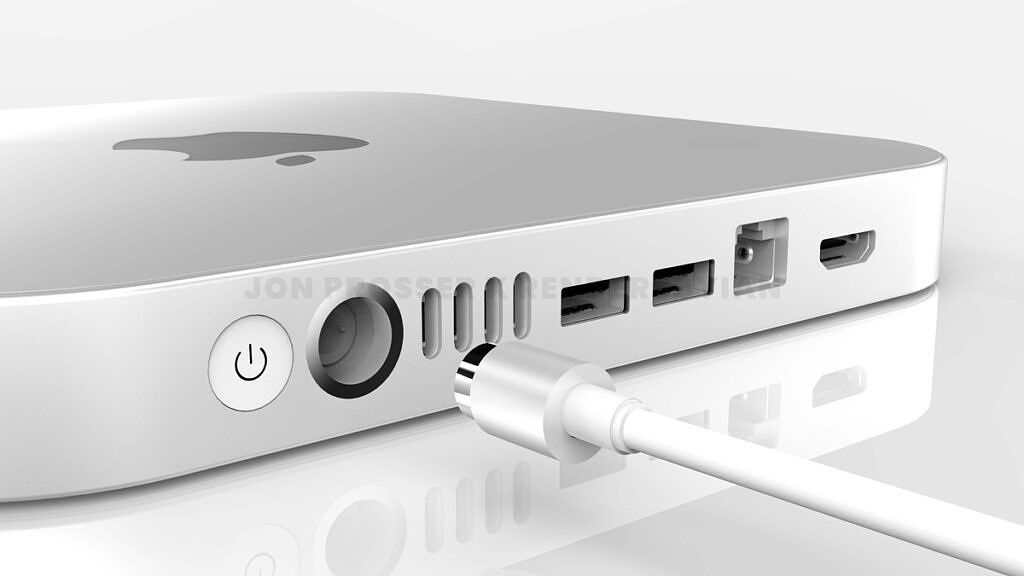 Mac mini ports view showing four USB-C and two USB-A
