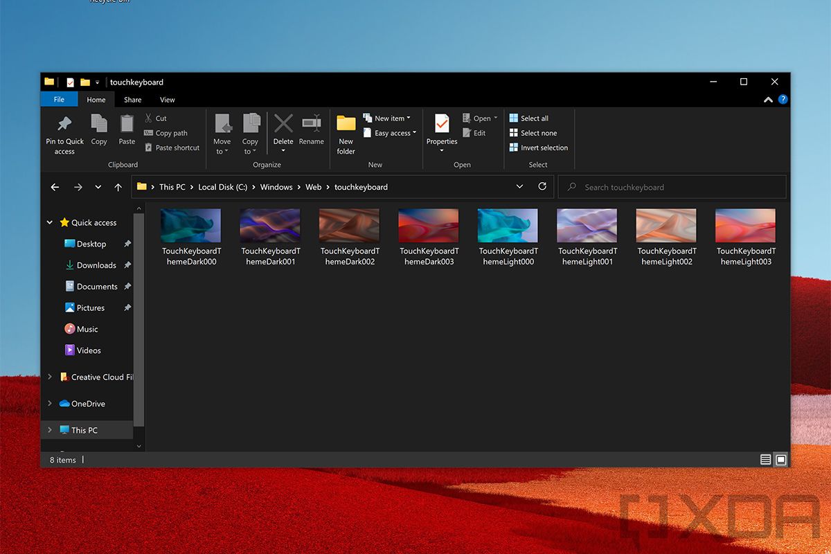 Background images in File Explorer for touch keyboard