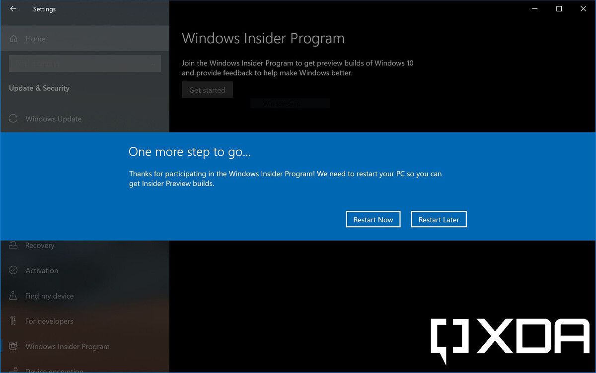 Reiniciar el programa Windows Insider