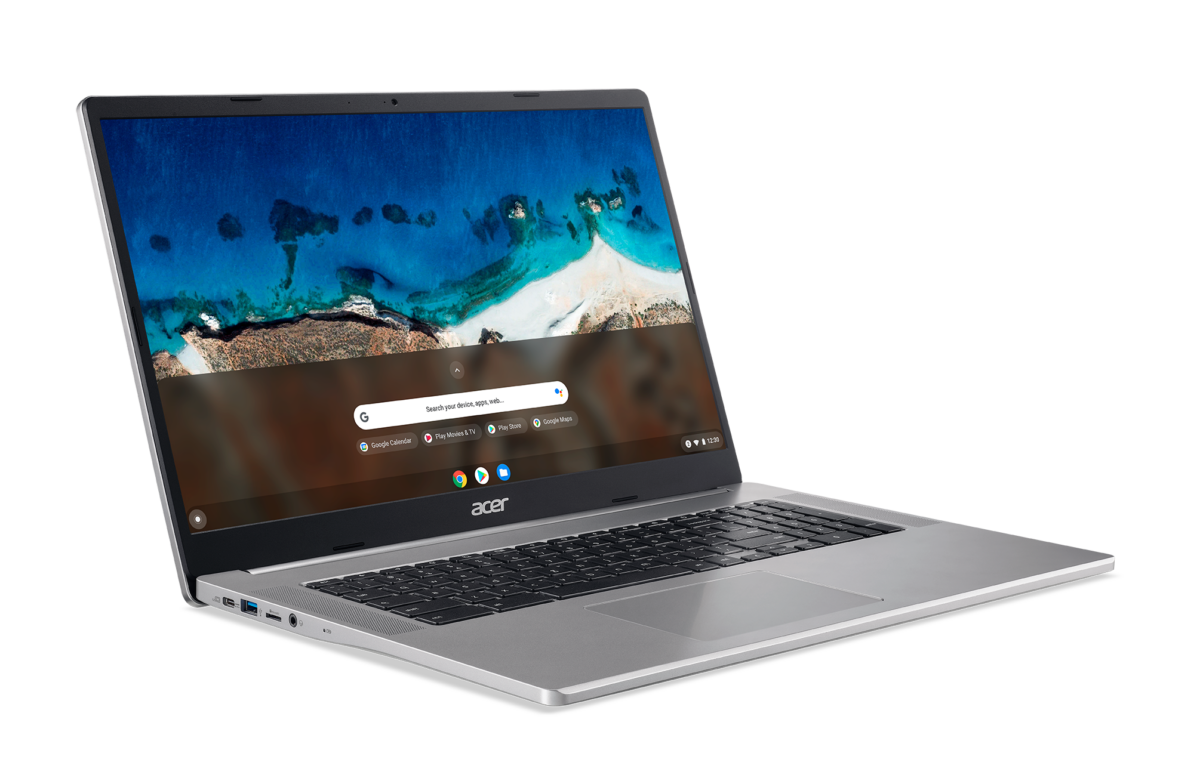 If you want a large laptop, the Chromebook 317 has a 17-inch Full HD display. It's powered by an Intel Pentium Silver CPU and 8GB of RAM, and you get 64GB of eMMC storage.