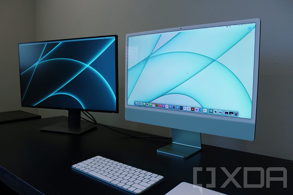 Green 24-inch iMac with second monitor