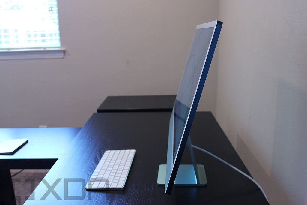 Side view of 24-inch iMac in green