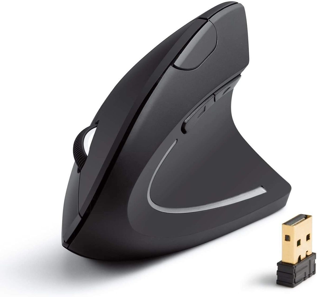 Another popular form factor is the vertical mouse design. Many users find this to be the most comfortable way to use a mouse for long periods of time since it lets your wrist rest more naturally.