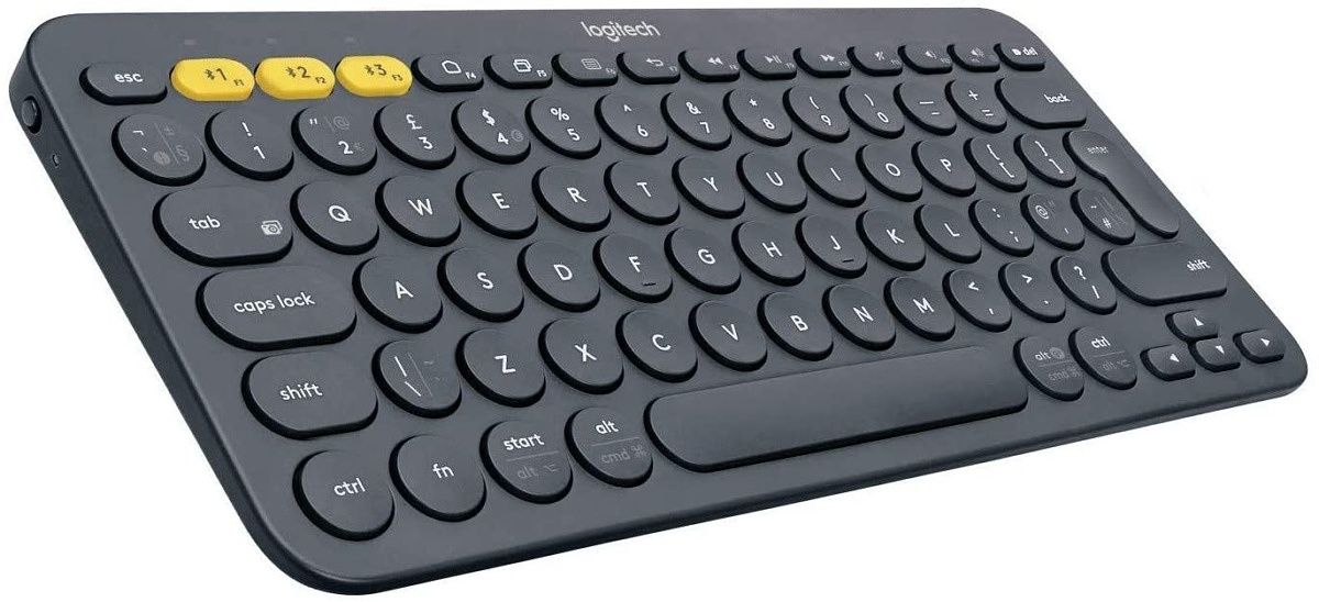Wenn Sie möchten, dass Ihre Tastatur weniger Platz auf Ihrem Desktop einnimmt, ziehen Sie die Logitech K380 in Betracht.  Diese kompakte kabellose Tastatur bietet außerdem eine einfache Umschaltfunktion für bis zu drei Geräte gleichzeitig.  Diese Tastatur funktioniert mit praktisch jedem Betriebssystem.