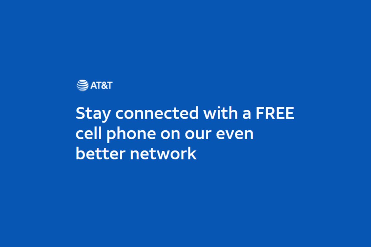 AT&T free phone offer header on blue background