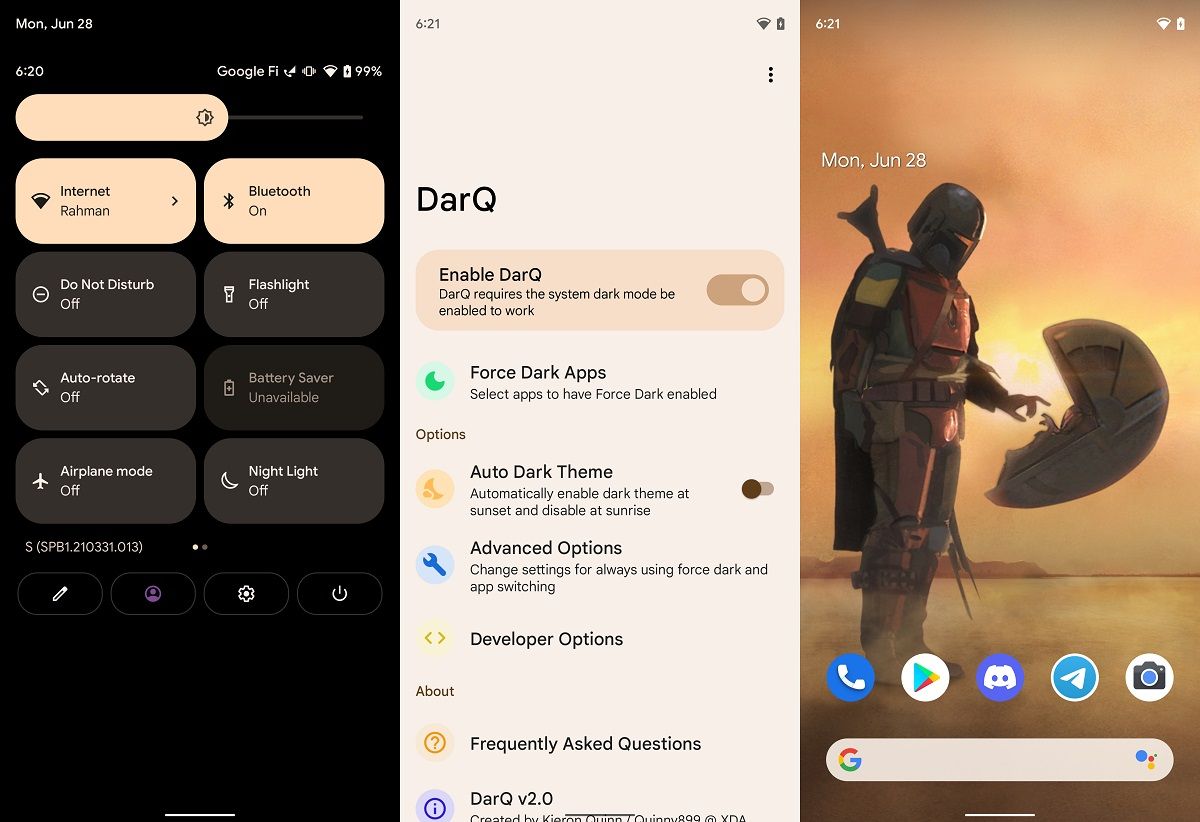 DarQ on Android 12 with Material You dynamic theming support