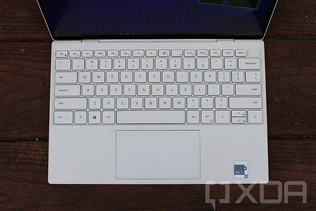 Top-down view of Dell XPS 13 keyboard