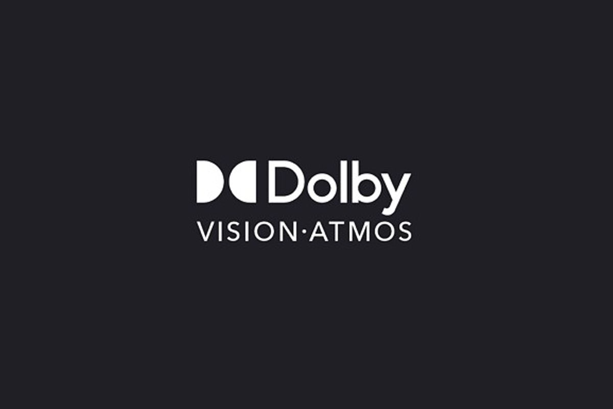 Dolby Vision Dolby Atmos logo on gray background