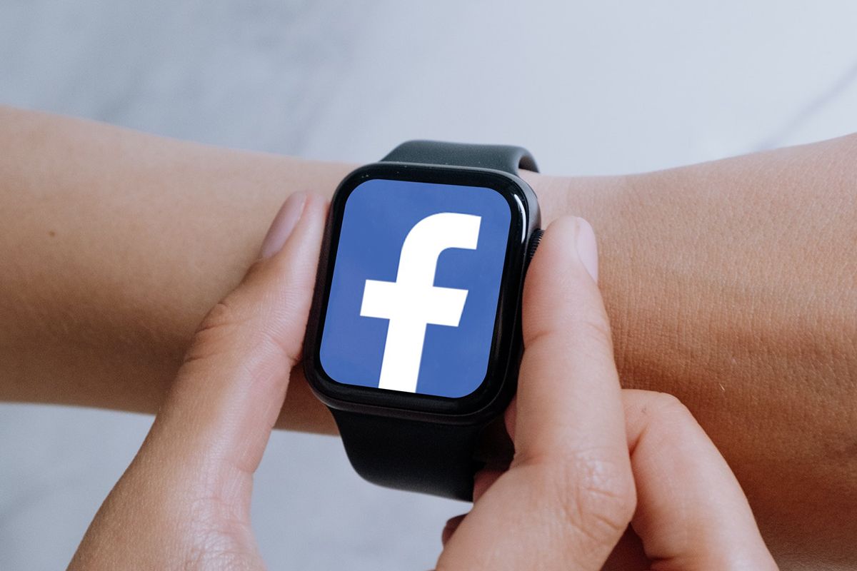 Facebook smartwatch mockup with Facebook logo on wrist