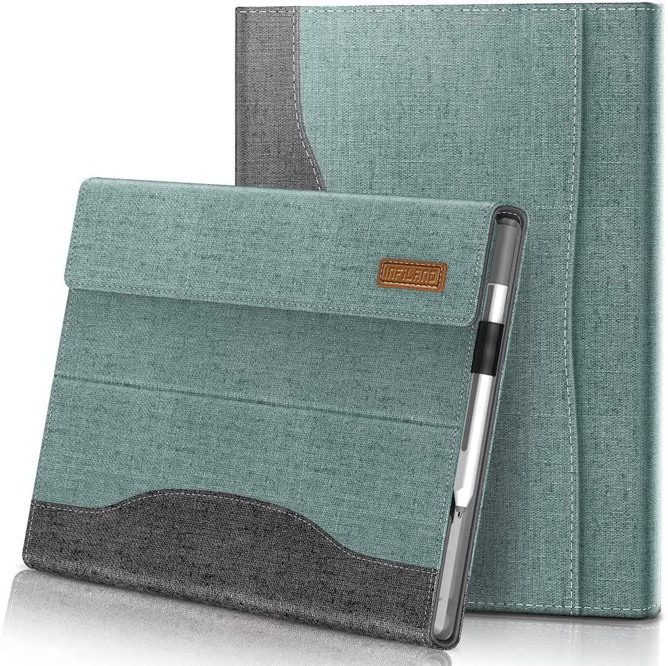 For those who want a more elegant and professional look, the Infiland cover is another folio-style case made of premium PU leather with quality stitching and a variety of color choices. It offers flexibility to use the Surface Pro with or without the keyboard and also offers a slot for your Surface Pen.