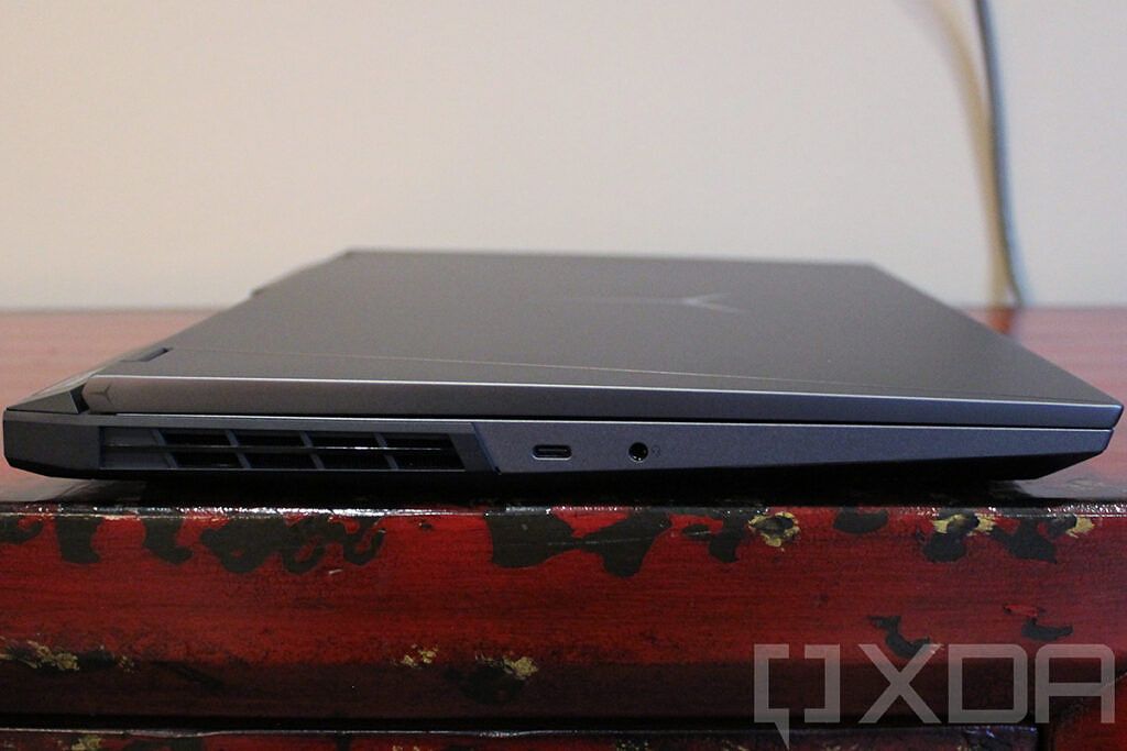 Side view of Lenovo Legion 5 Pro showing USB-C and headphone jack