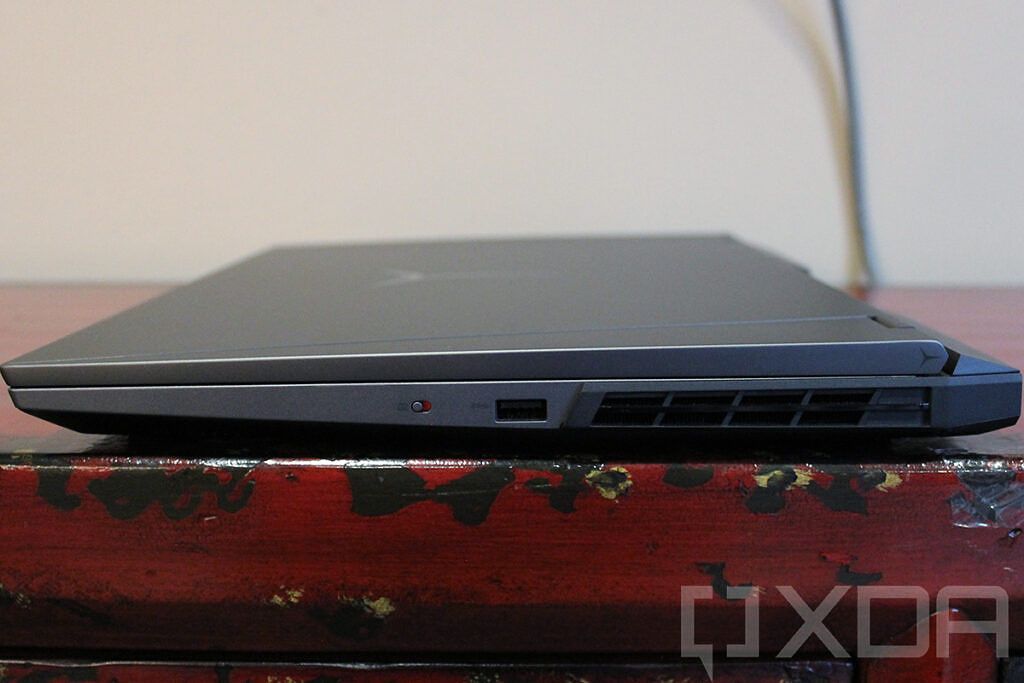 Side view of Legion 5 Pro showing USB-A and privacy switch
