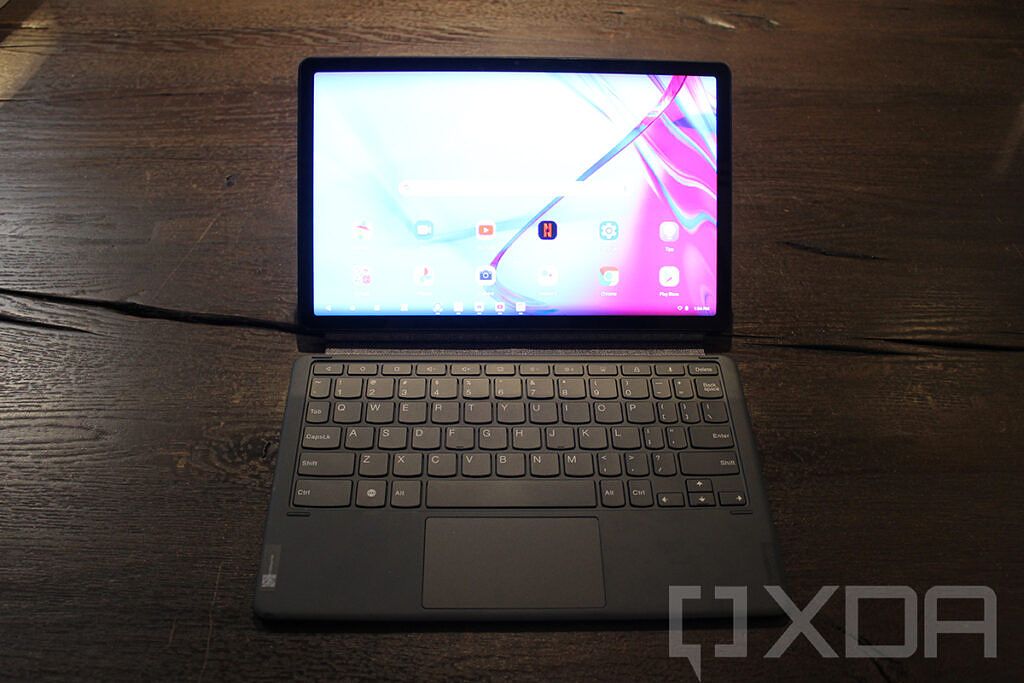 Lenovo Tab P11 Plus with keyboard attached