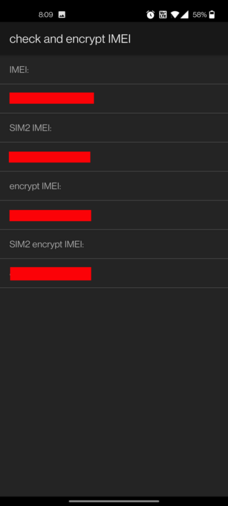 OnePlus Android hidden code encrypted IMEI