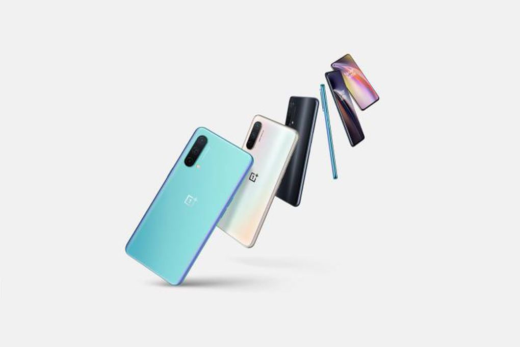 All colorways of the OnePlus Nord CE 5G on light gray background