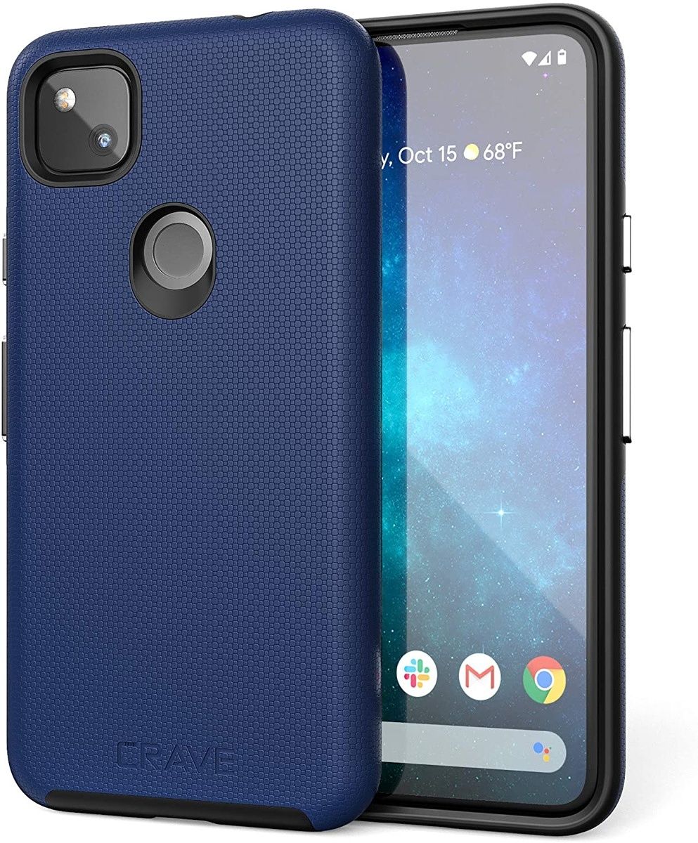 This is a dual-layer case that has a unique texture on the back making it easier to hold the phone for long durations. It also offers a decent amount of protection against drops due to the multi-layer design.