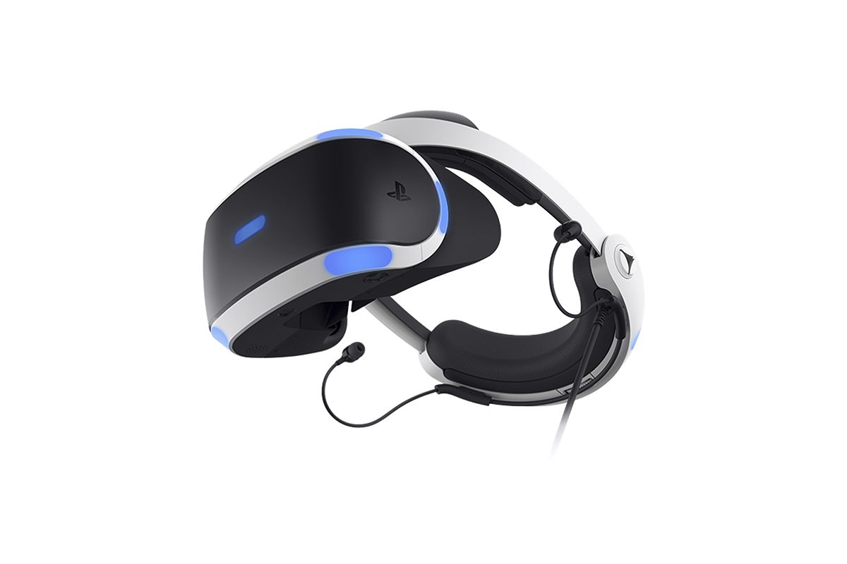 PlayStation VR headset on white background