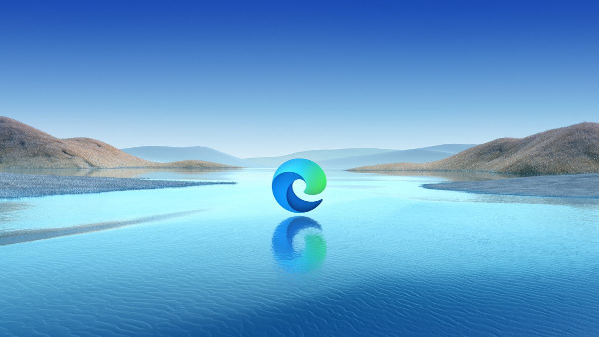 Microsoft Edge logo floating above water