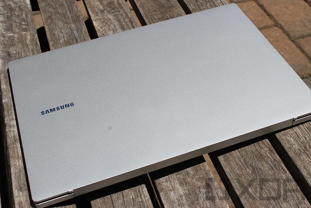 Samsung Galaxy Book Go closed on a bench