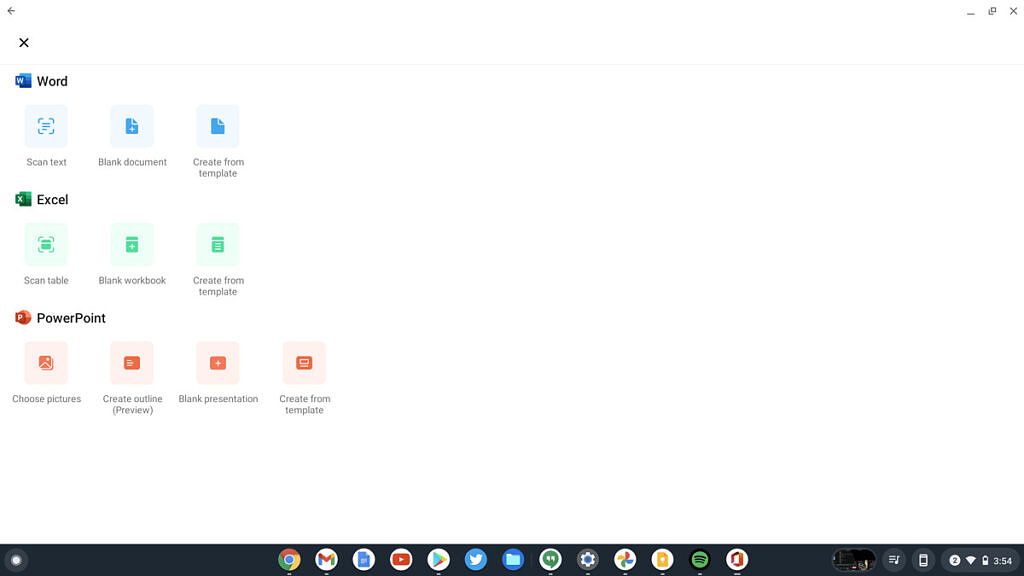 Microsoft Office app on Chrome OS