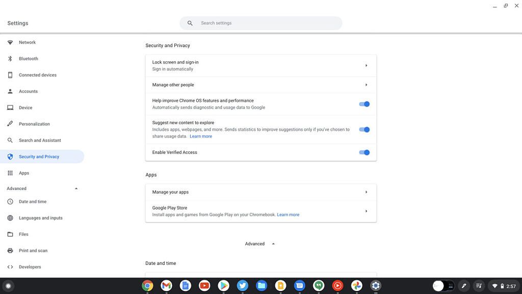 Configuración de seguridad en Chrome OS