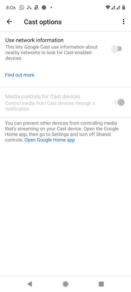Cast options in Google Play Services