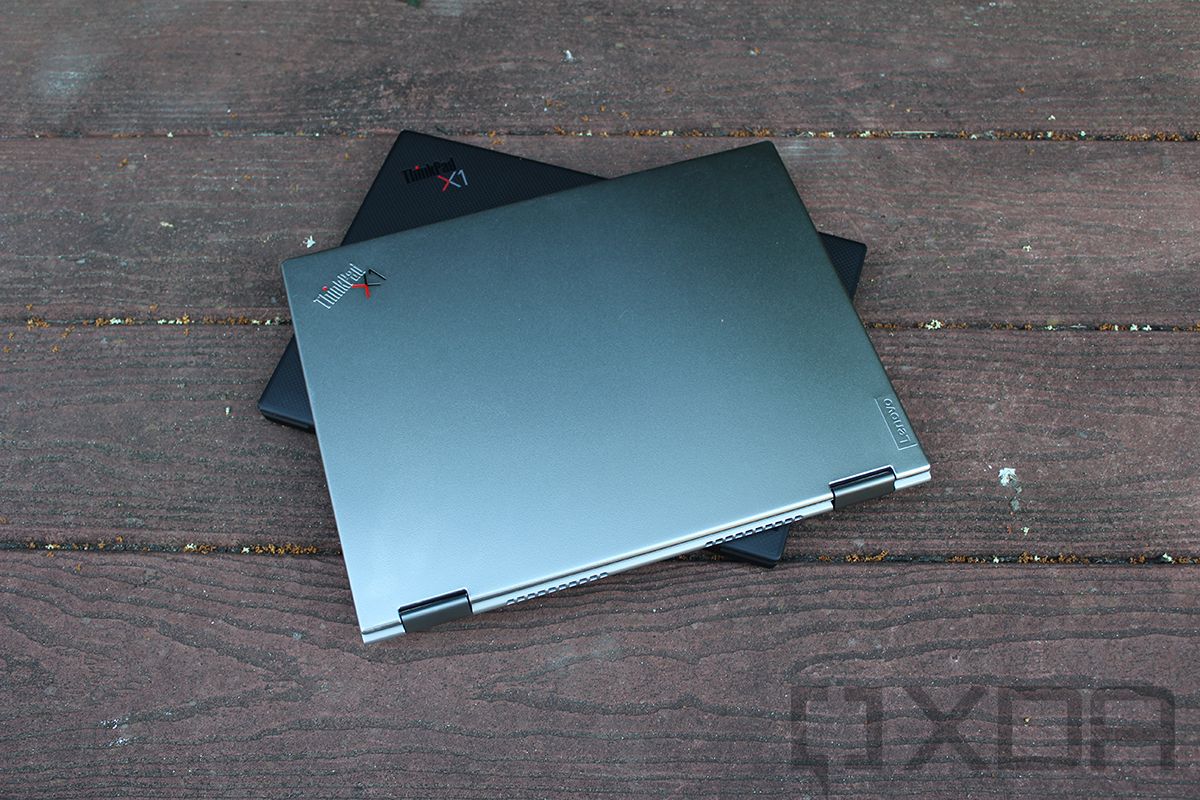 ThinkPad X1 Nano and X1 Titanium on wooden bench