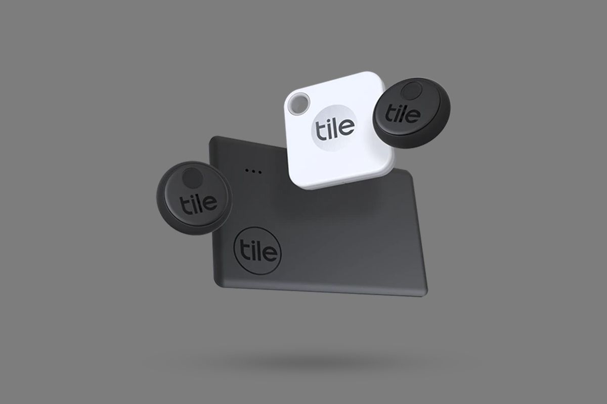 Tile Bluetooth tracker range on gray background