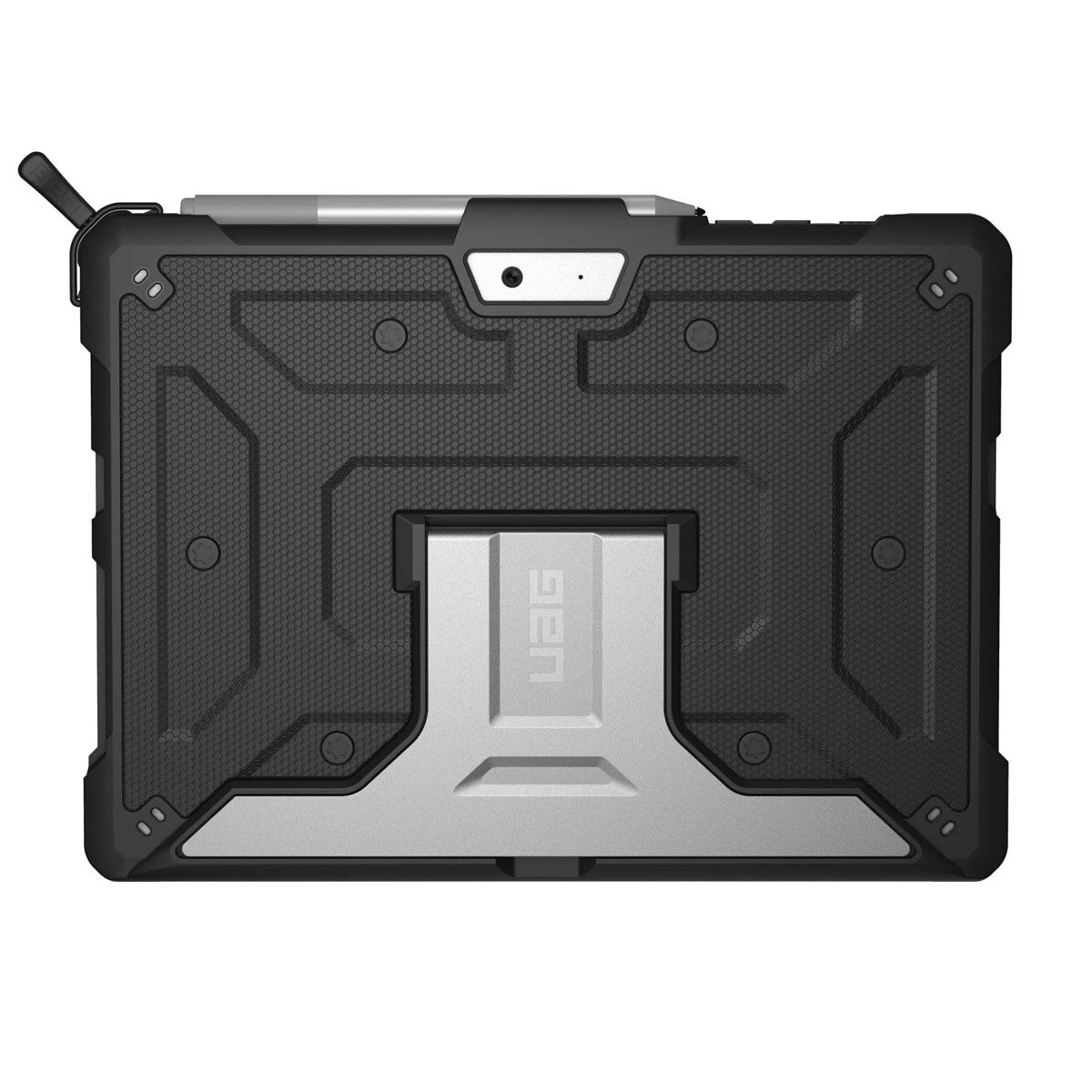UAG ist bekannt für die Herstellung hervorragender Hüllen und die Metropolis-Hülle für das Surface Go zeichnet sich durch ein leichtes Design aus, das Schutz auf Militärniveau bietet.  Es wird mit einem Ständer aus Aluminium geliefert und bietet Platz für die Befestigung der Surface Type Cover-Tastatur.