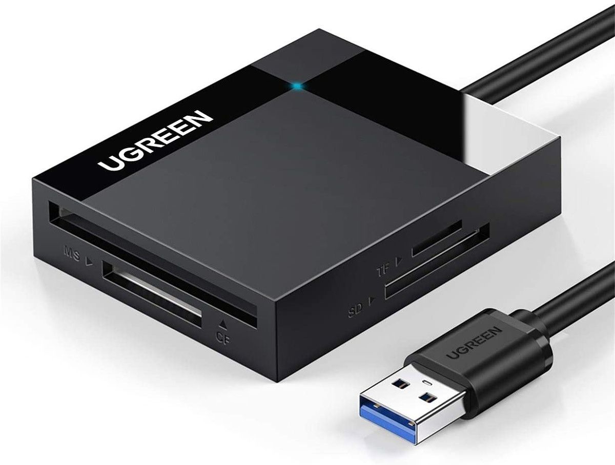 The UGREEN multi card reader comes with USB 3.0 interface and supports a variety of cards including microSD, SD, Memoery Stick and CF, making it an important accessory for photographers and videographers.