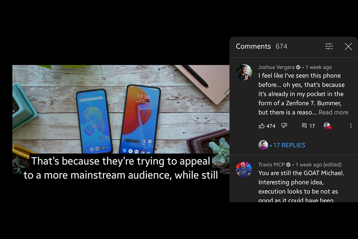 New comments section layout for full-screen view on YouTube for Android