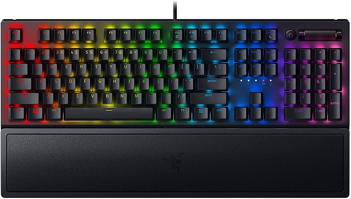 Mechanical keyboards are the way of life for many gamers, and the Razer Blackwidow V3 is a great choice. You can get it with clicky green switches or silent yellow ones, it has per-key RGB lighting and a multi-function dial for various system controls.