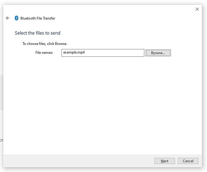Bluetooth file transfer - select file