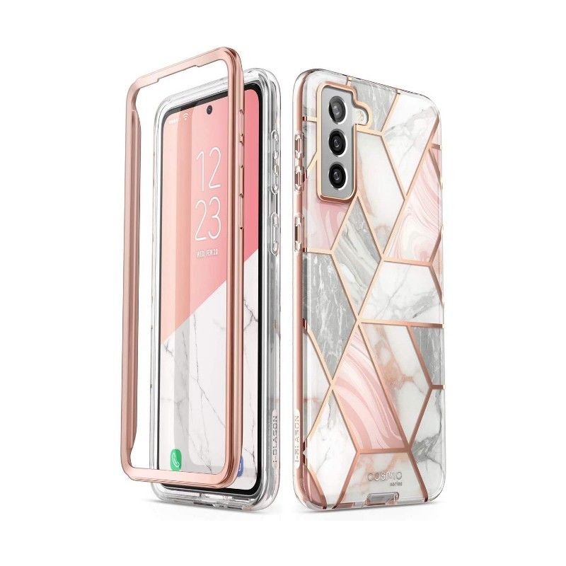 The i-Blason Cosmo Series case sports an interesting look and its back cover will certainly turn heads. The case is made of TPU for enhanced protection and has raised edges to safeguard your Galaxy S21’s front. You can buy it in three color options.