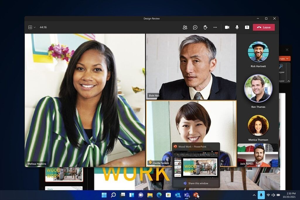 Microsoft Team app running on Windows 11 witth the universal mute button shown in the bottom right corner