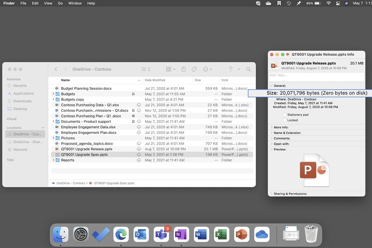 OneDrive files on macOS using Finder