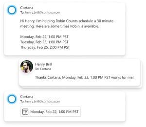 USing the Scheduler service and Cortana to choose a meeting time