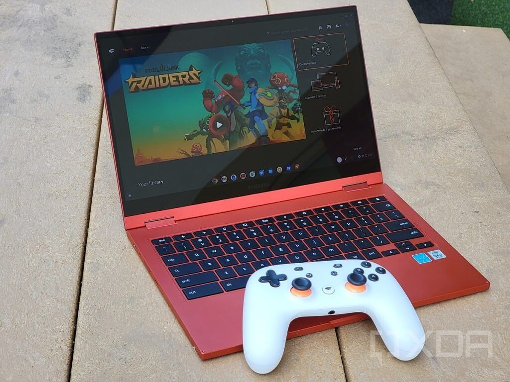 Galaxy Chromebook 2 with stadia on