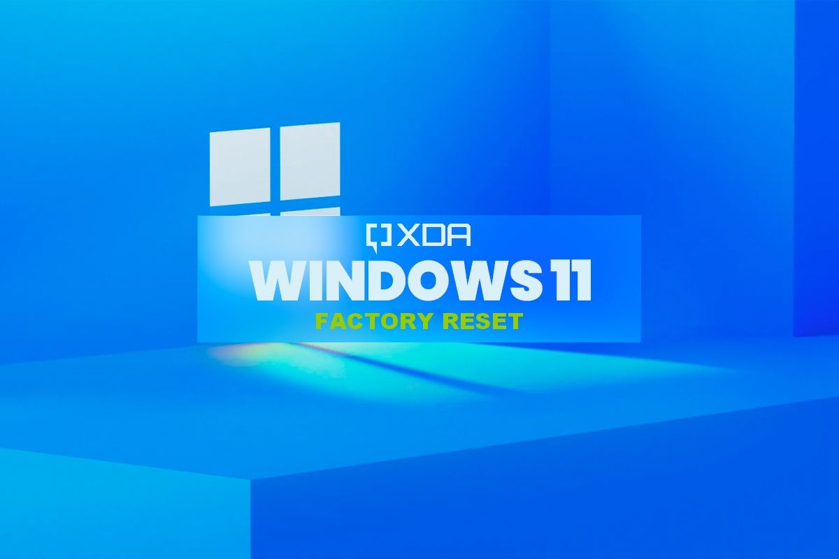 Window with light shining through and text reading Windows 11 factory reset