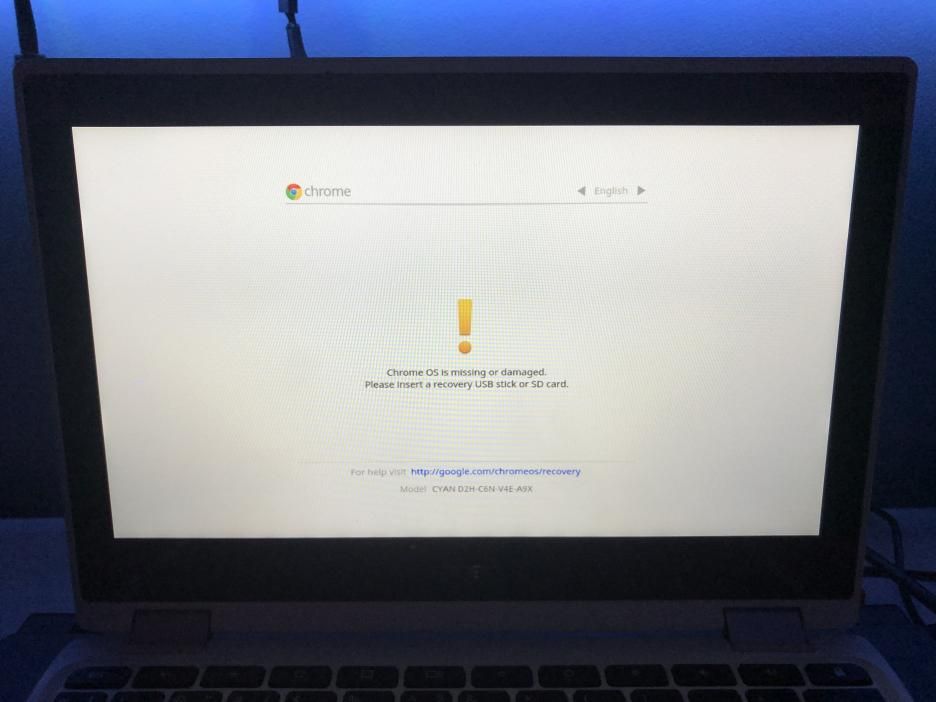 De ce Chromebook -ul meu spune că sistemul de operare Chrome lipsește sau este deteriorat?