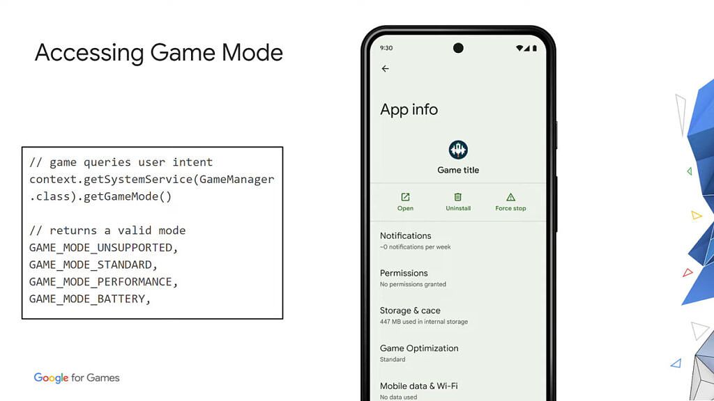 Android 12 accessing game mode