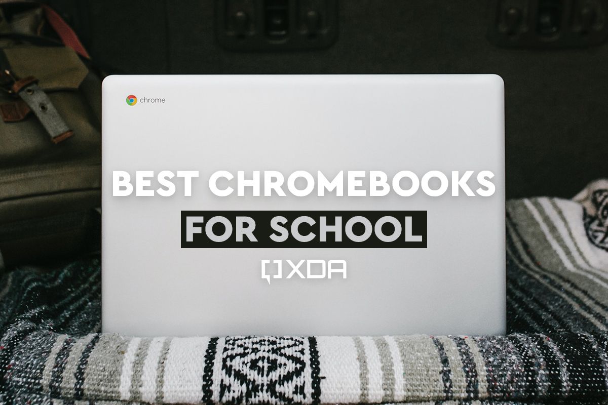 Chromebooks escolares con el logotipo de XDA destacado