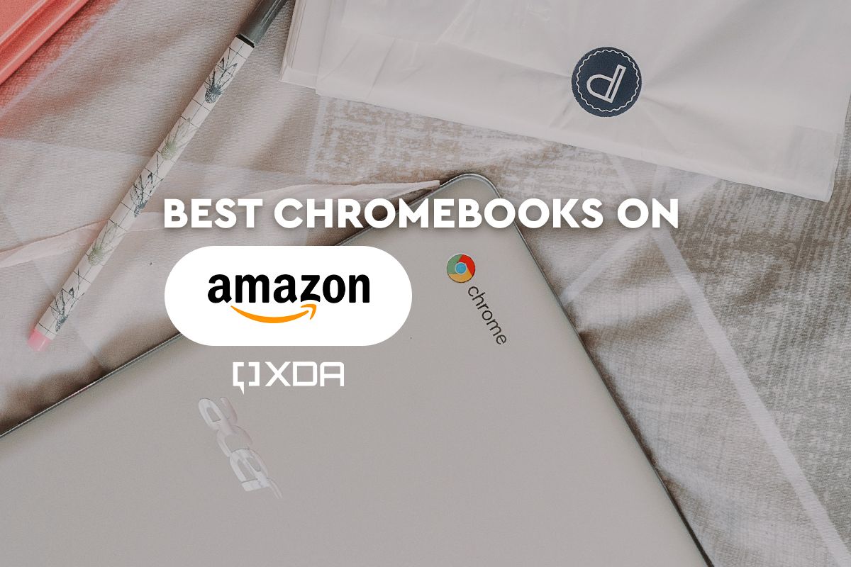 Chromebook con el logotipo de Amazon superpuesto.