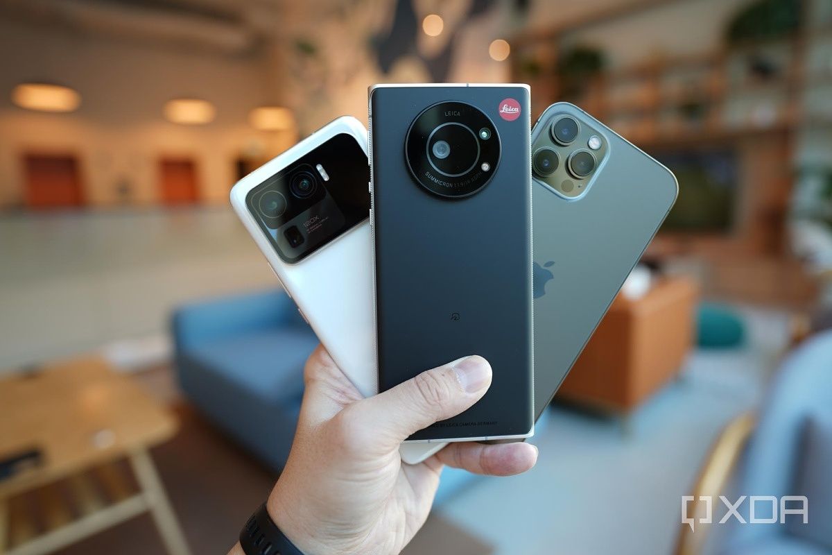 The Leica Leitz Phone 1 and the iPhone 12 Pro Max and the Xiaomi Mi 11 Ultra
