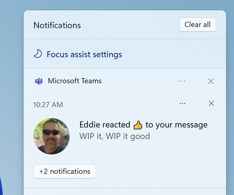 Focus Assist in Windows 11 Notification Center