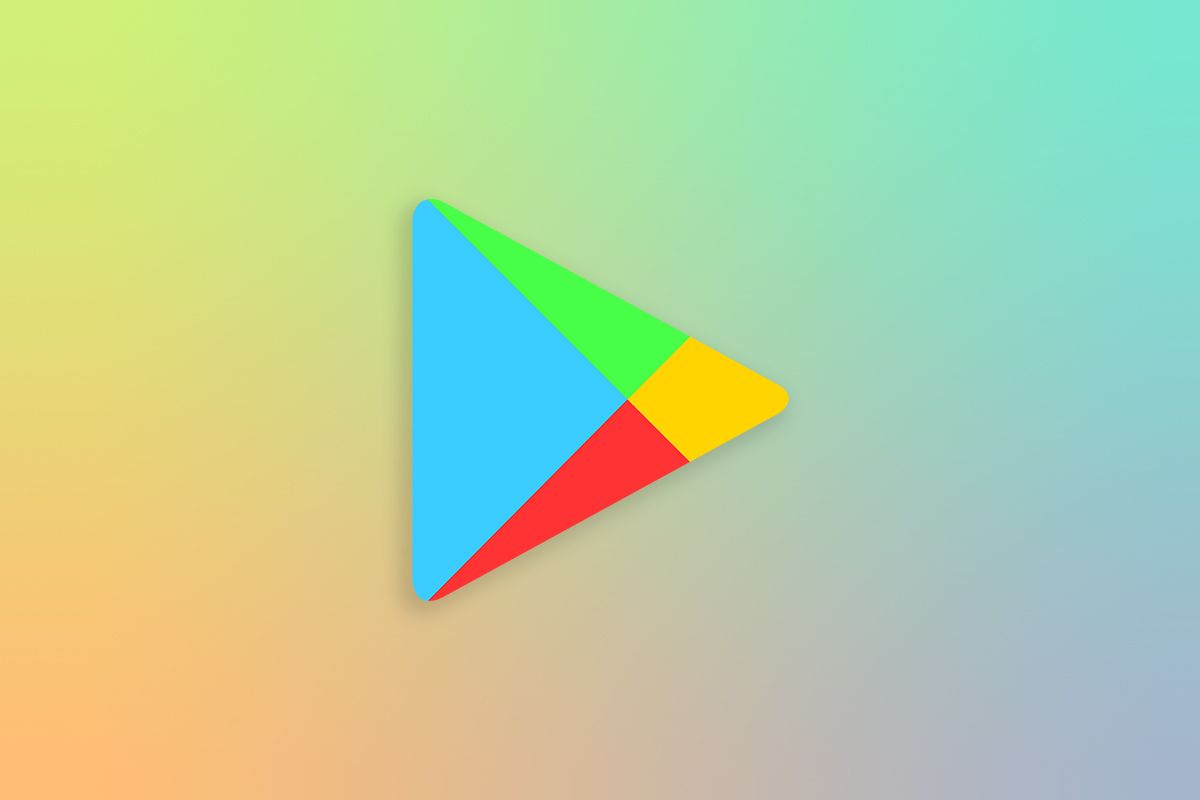 Google Play Store logo on gradient background.