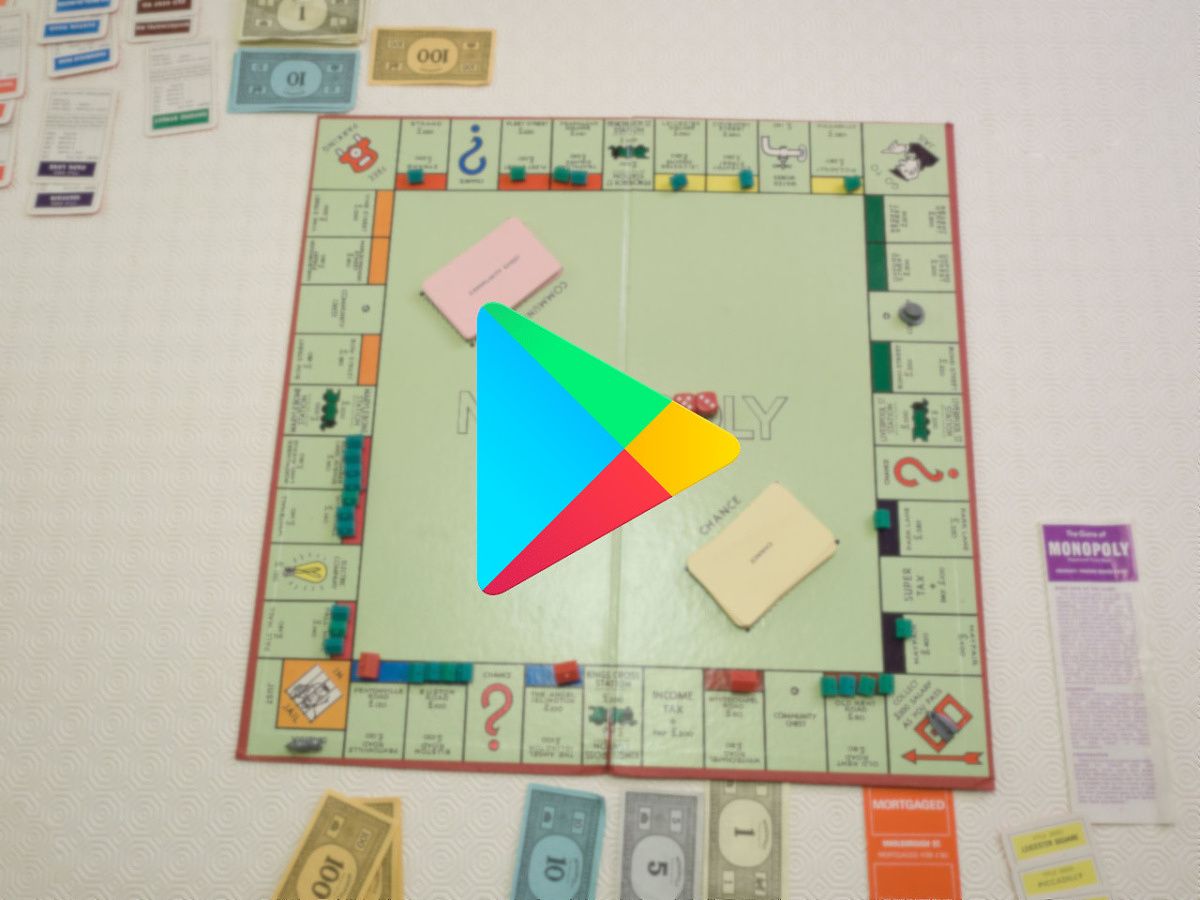 Google Play logo superimposed over a Monopoly board